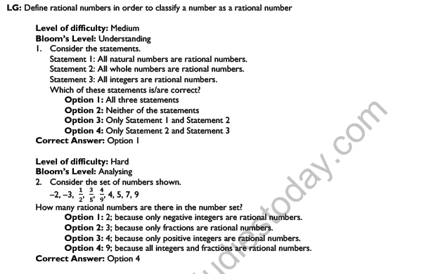 CBSE Class 7 Mathematics Rational Numbers Worksheet Set C